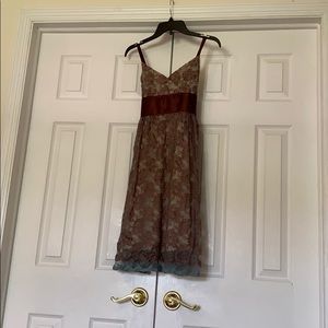 Blue and Brown Floral Lace Sundress